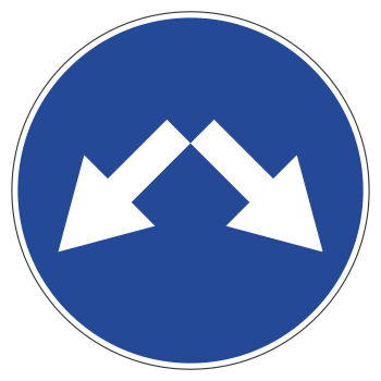 Дорожный знак 4.2.3 «Объезд препятствия справа или слева» (металл 0,8 мм, III типоразмер: диаметр 900 мм, С/О пленка: тип В алмазная)